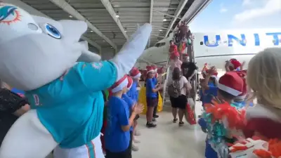 Families, patients at Joe DiMaggio’s Children’s Hospital board flight to see Santa in North Pole