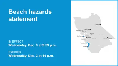 Beach hazards statement active for Bay Area Shorelines Wednesday night