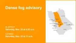 Dense fog advisory active for Delta until Saturday midday – quarter mile visibility