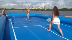 Take your pickleball game to the next level while taking a dip in the water on Boatsetter’s floating courts