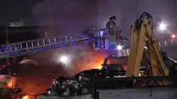 Flames erupt in Opa-locka junk yard